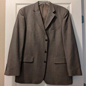 Stafford 43R Brown suit jacket blazer Wool Single Breasted 3 button ventless